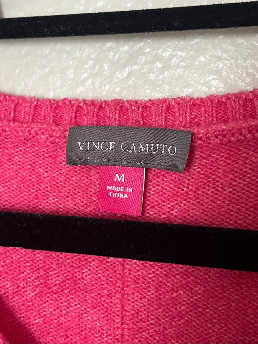 Vince Camuto Raspberry Pink V-Neck Knit Sweater - Picture 2 of 4